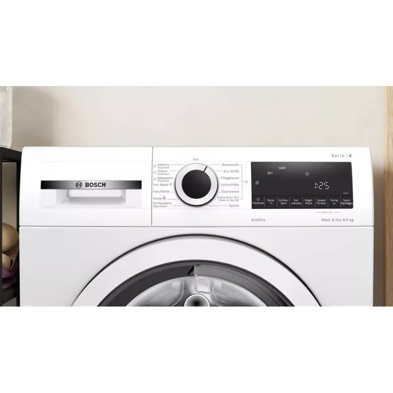 Bosch Serie 4 WNA13441 skalbimo mašina su džiovykle Priekinio įkrovimo Laisvai pastatoma Balta