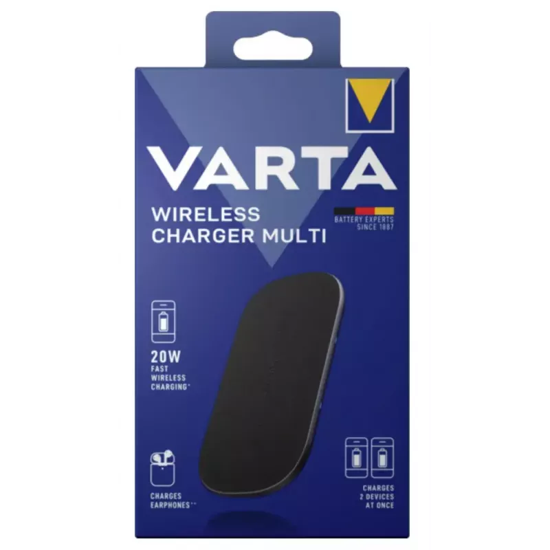 Belaidis įkroviklis Varta Wireless Charger Multi, skirtas naudoti viduje, USB greitas įkrovimas, juodas