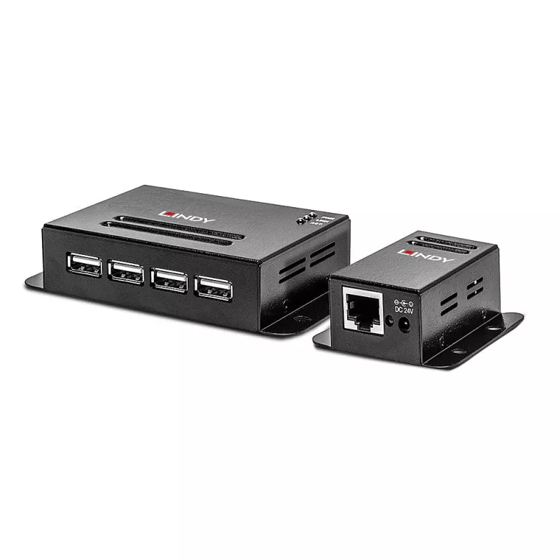 Lindy 50m 4 prievadų USB 2.0 Cat.6 ilgintuvas, tinklo siųstuvas ir imtuvas, 50 m, 480 Mbit/s, Cat5, Cat5e, Cat6, NS1021, fosforinė bronza
