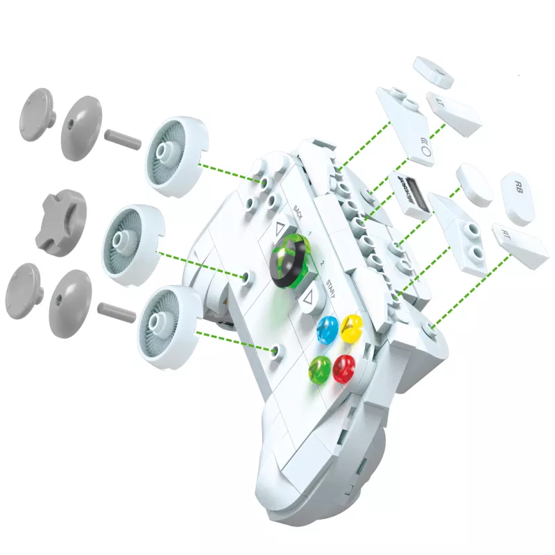 “MEGA” „Microsoft Xbox 360“ kopijos konstravimo žaislų rinkinys su lemputėmis (1342 dalys) kolekcionieriams