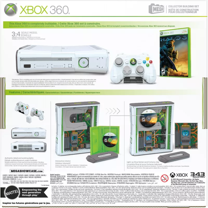 “MEGA” „Microsoft Xbox 360“ kopijos konstravimo žaislų rinkinys su lemputėmis (1342 dalys) kolekcionieriams