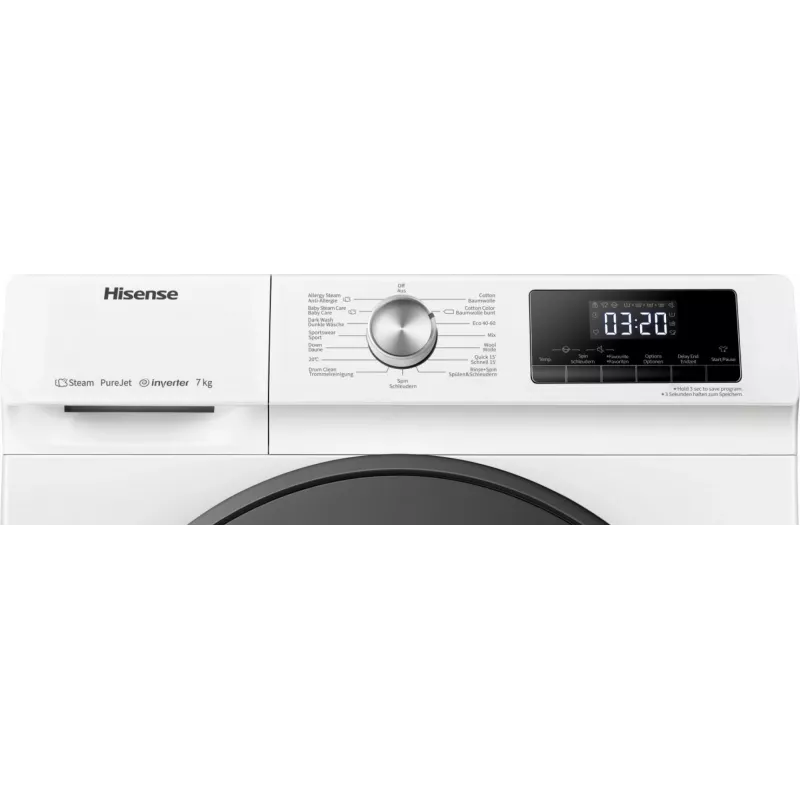 Hisense WFQA7014EVJM skalbimo mašina Įkraunama iš priekio 7 kg 1310 RPM Balta