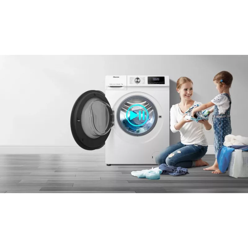 Hisense WFQA7014EVJM skalbimo mašina Įkraunama iš priekio 7 kg 1310 RPM Balta