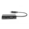 DIGITUS ASSMANN DisplayPort keitiklio kabelis, DP – HDMI+DVI+VGA V-V/M/M, 20 cm 3-in-1 daugialypės terpės kabelis, CE, juodas