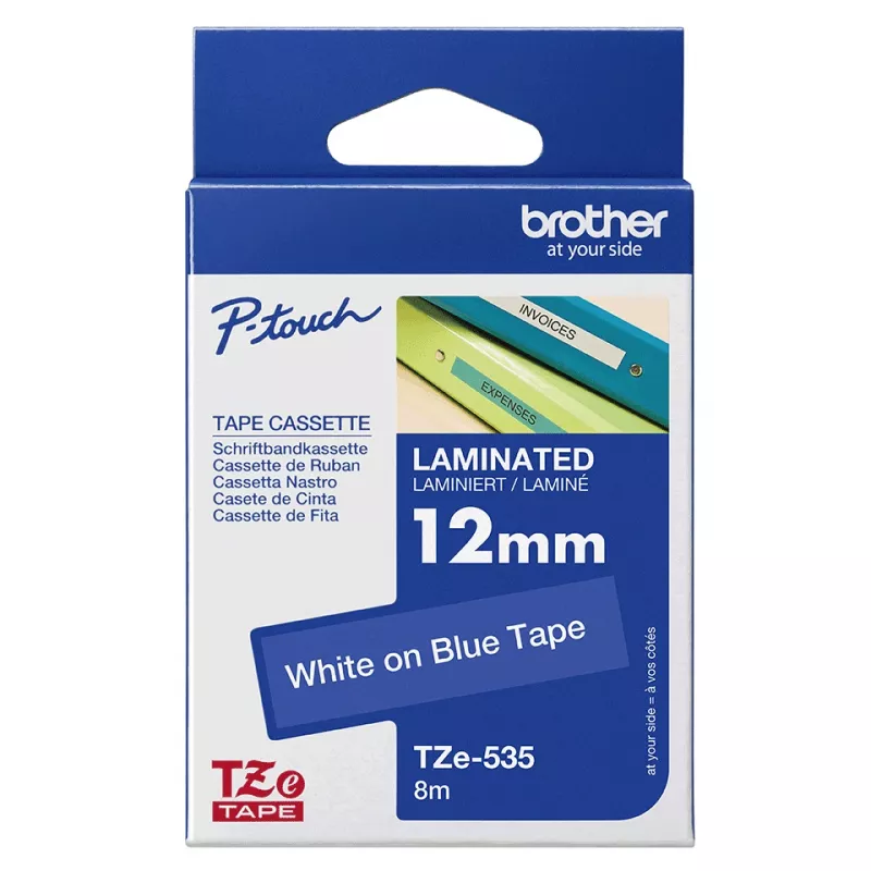 Etikečių juostelė Brother TZe535 12 mm balta ant mėlyno