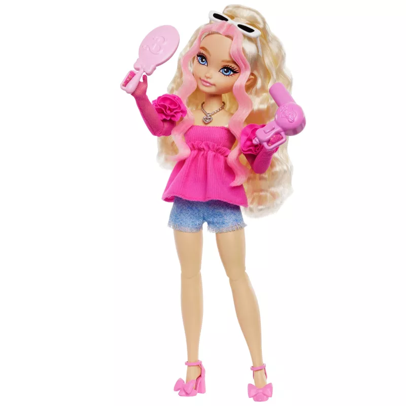 Barbie Dream Besties „Malibu“ mados lėlė su 8 makiažo ir plaukų tematikos aksesuarais