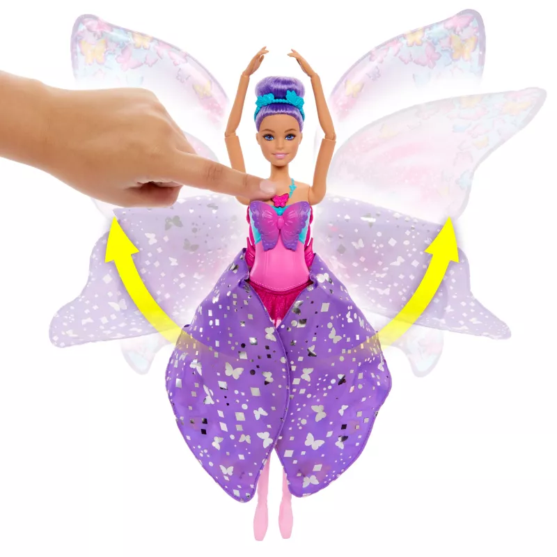 Barbie Dance and Flutter Doll with 2-in-1 Transformation from Dancer to Butterfly, Purple Hair