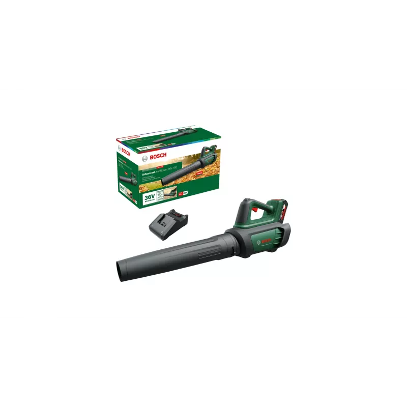 Bosch AdvancedLeafBlower 36V-750 (1x2,0Ah), rankinė pūstuvė, 100 km/h, 200 km/h, akumuliatorius, 1,5 m/s², 254 mm