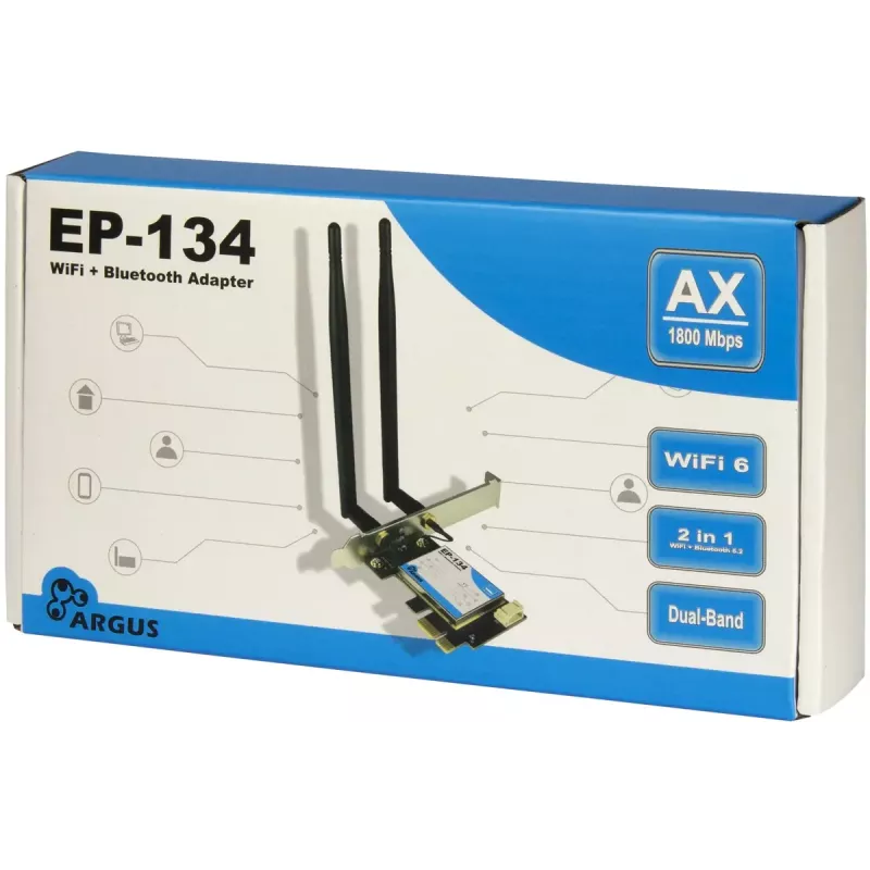 Vidinė WLAN Bluetooth adapteris Inter-Tech EP-134 1800 Mbit/s