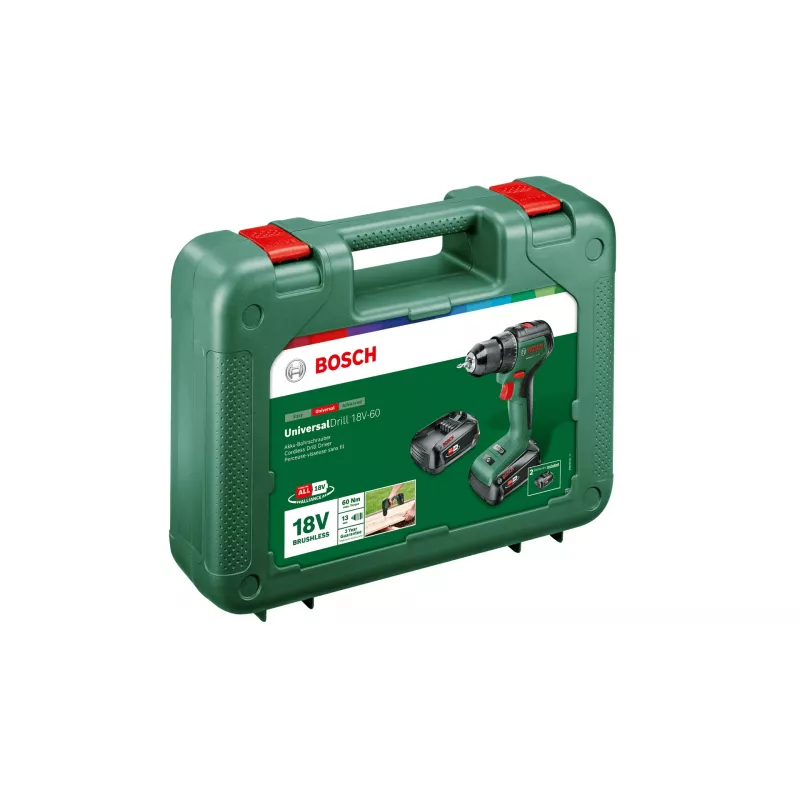 Bosch Universal Drill 18V-60 1900 RPM raktinis griebtuvas 1,3 kg juoda, žalia