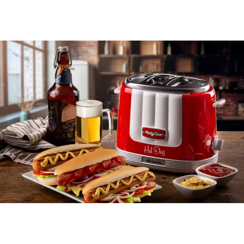 Ariete 206 Hot dog Maker Party Time, 650W, sumuštiniai ir dešrainiai, raudona