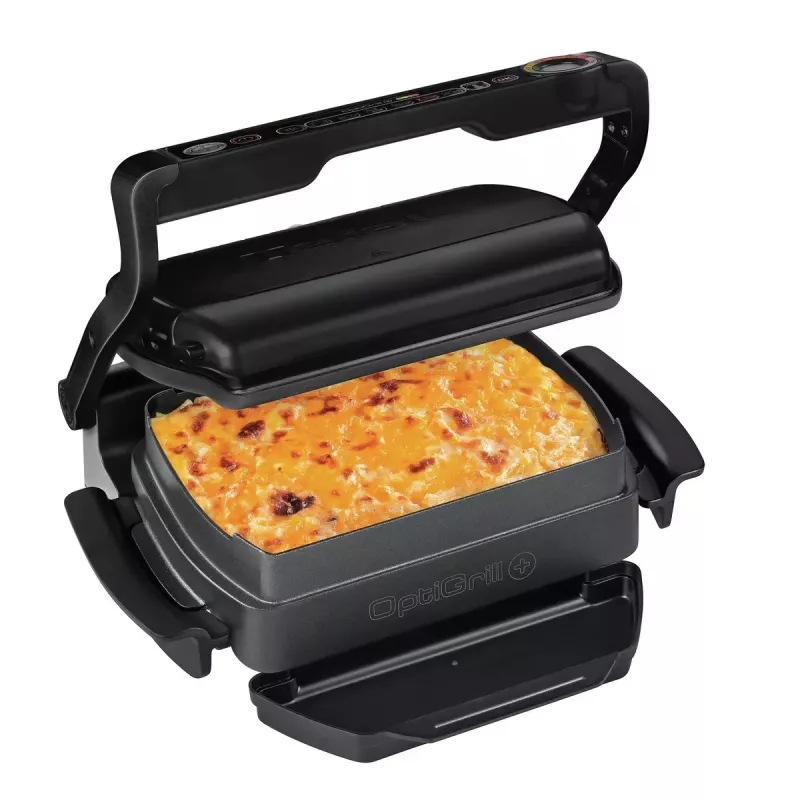 Kontaktinė grilinė Tefal GC7148 — 2000 W, nerūdijančio plieno korpusas, stačiakampė, reguliuojamas termostatas, grotelių viršutinis paviršius, 365×365×175 mm