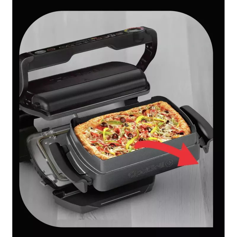 Kontaktinė grilinė Tefal GC7148 — 2000 W, nerūdijančio plieno korpusas, stačiakampė, reguliuojamas termostatas, grotelių viršutinis paviršius, 365×365×175 mm