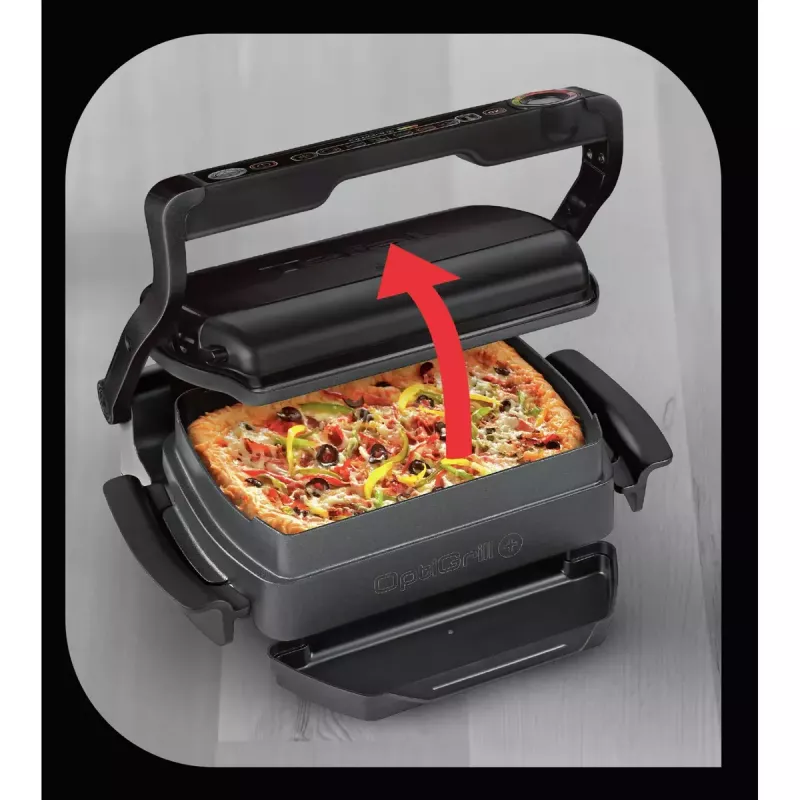 Kontaktinė grilinė Tefal GC7148 — 2000 W, nerūdijančio plieno korpusas, stačiakampė, reguliuojamas termostatas, grotelių viršutinis paviršius, 365×365×175 mm
