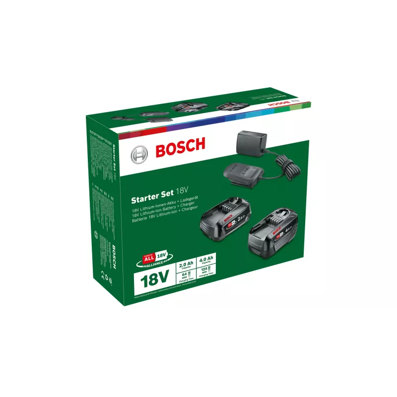 Bosch Starter-Set 18V - 2 x Akku (2,0 Ah + 4,0 Ah) Baterija ir įkroviklio rinkinys