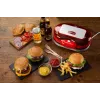 Ariete 205 Hamburger Maker Party Time, mėsainių gaminimo aparatas, 1200 W, Dvigubos nepridegančios plokštės, 2 skyriai, Lengvai valomas, Raudona