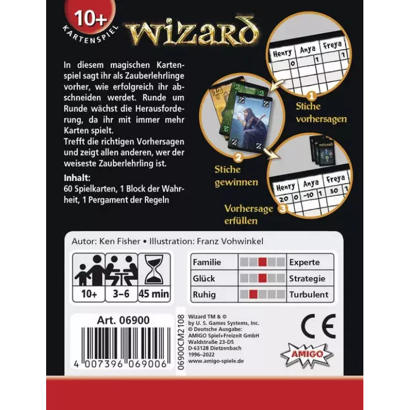 Kortų žaidimas AMIGO Wizard (modelis 06900) — strateginis šeimos žaidimas, 10+ metų, 45 min