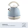 Ariete 2877 Kettle Vintage, 1,7L, belaidis, mėlynas, 1,7 l, 2000 W, šviesiai mėlynas, vandens lygio indikatorius, belaidis, filtravimas