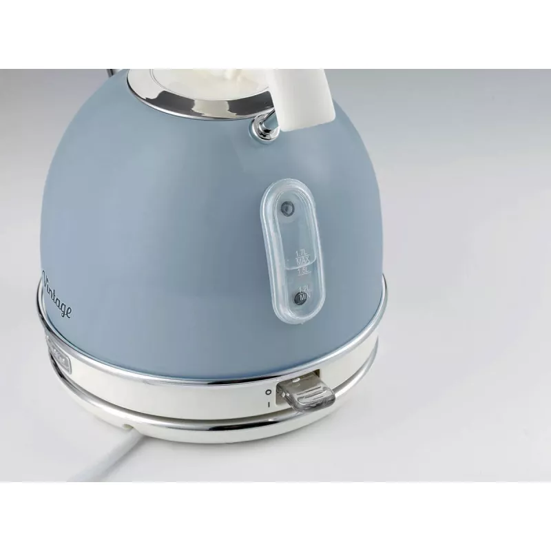 Ariete 2877 Kettle Vintage, 1,7L, belaidis, mėlynas, 1,7 l, 2000 W, šviesiai mėlynas, vandens lygio indikatorius, belaidis, filtravimas