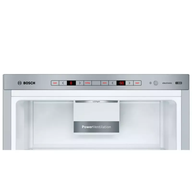 Šaldytuvas-šaldiklis Bosch Serie 6 KGE398IBP — 343 L bendras, nerūdijantis plienas, dešinės pusės vyriai