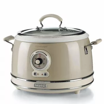 Ariete 2904 Ryžių viryklė - Elektrinė ryžių viryklė su keramine keptuve - Naminis suši - Multivaryklė - Vintage linija - 3,5 l - 650 W - Smėlio spalva