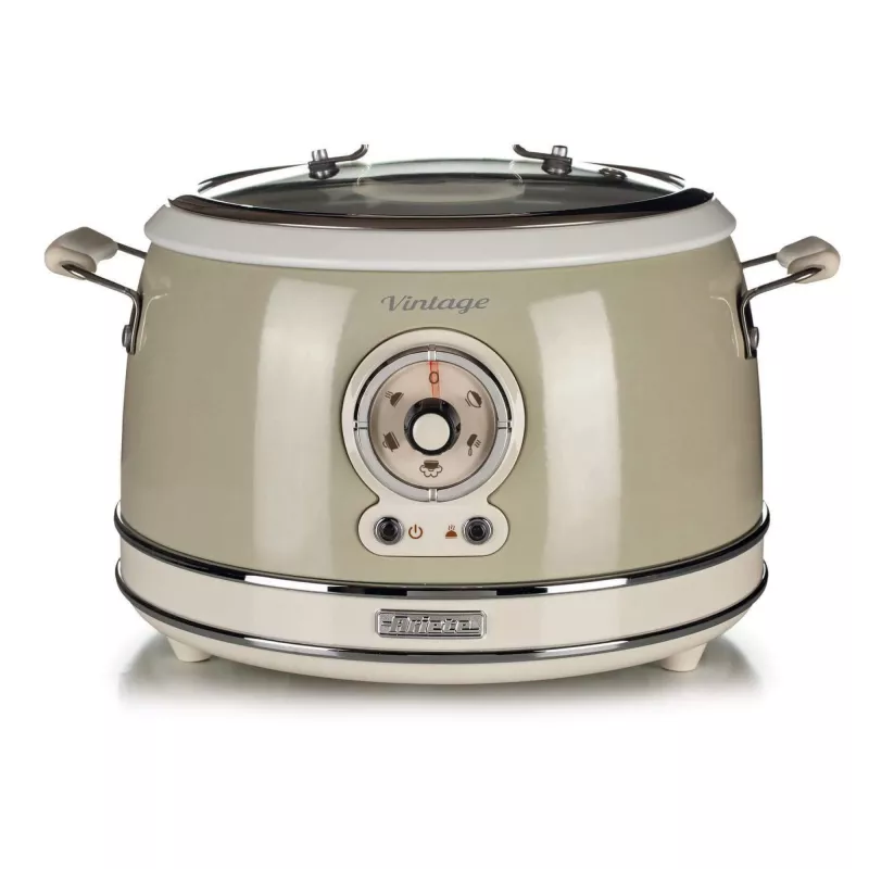 Ariete 2904 Ryžių viryklė - Elektrinė ryžių viryklė su keramine keptuve - Naminis suši - Multivaryklė - Vintage linija - 3,5 l - 650 W - Smėlio spalva
