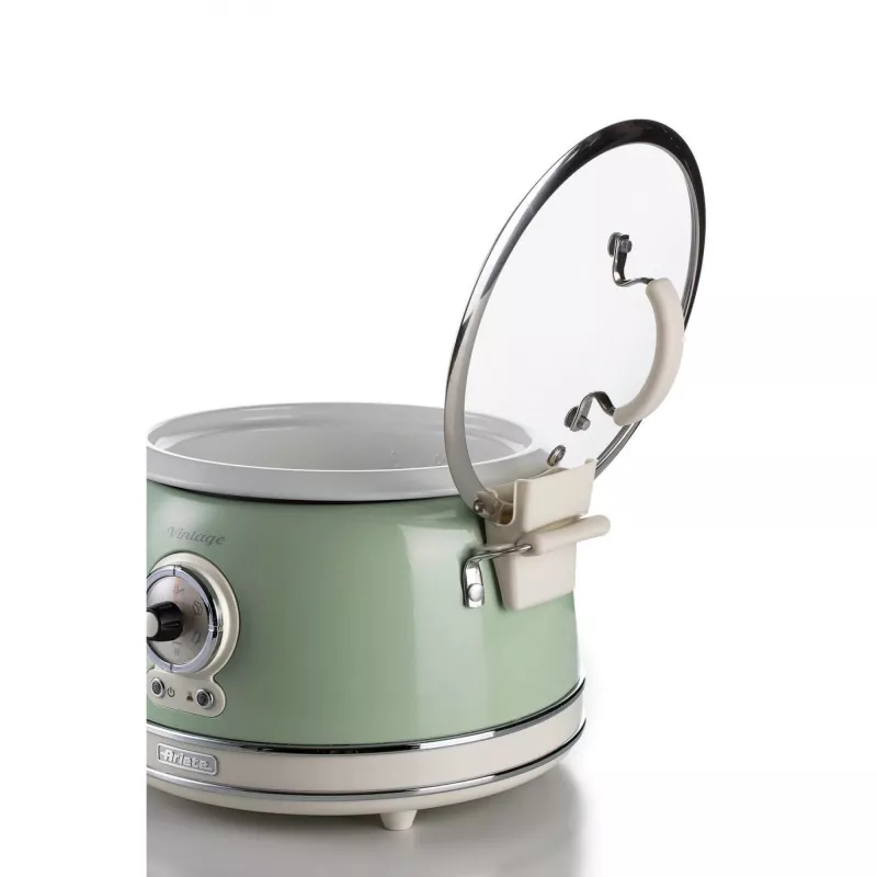 Ariete 2904 ryžių viryklė – elektrinė ryžių viryklė su keraminiu dubeniu – naminiams suši – multiviryklė – Vintage linija – 3,5 l – 650 W – žalia