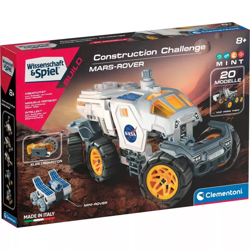 Konstrukcinis žaislas Clementoni Mars Rover 59295 STEM konstravimo rinkinys — edukacinis modelio surinkimo rinkinys