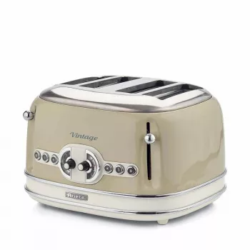 Ariete 156 4 dalių vintage skrudintuvas, 1600 W, 6 skrudinimo lygiai, nerūdijantis plienas, dažytas pasteline smėlio spalva, be sumuštinių laikiklių