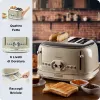 Ariete 156 4 dalių vintage skrudintuvas, 1600 W, 6 skrudinimo lygiai, nerūdijantis plienas, dažytas pasteline smėlio spalva, be sumuštinių laikiklių