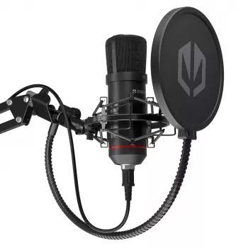 PC mikrofonas ENDORFY Solum — laidinis USB-C kardioidinis mikrofonas, 16 bitų/48 kHz, 18–21000 Hz, stalinis laikiklis, 2,9 m laidas, ausinių išvestis, pop filtras