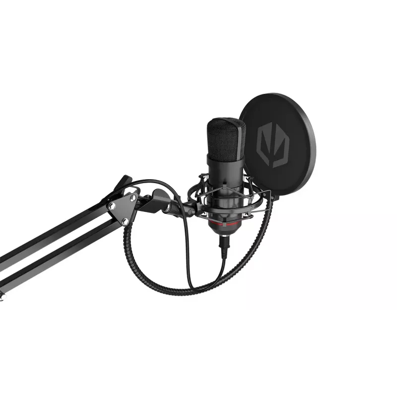 PC mikrofonas ENDORFY Solum — laidinis USB-C kardioidinis mikrofonas, 16 bitų/48 kHz, 18–21000 Hz, stalinis laikiklis, 2,9 m laidas, ausinių išvestis, pop filtras
