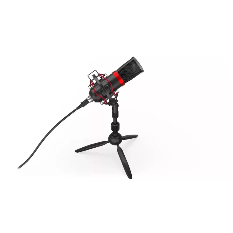 PC mikrofonas ENDORFY Solum Streaming T — USB laidinis, 24 bitų/48 kHz, 18–21000 Hz, stalinis laikiklis, ausinių išvestis, juodas