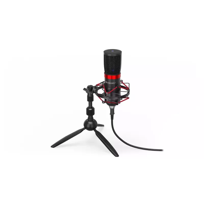 PC mikrofonas ENDORFY Solum Streaming T — USB laidinis, 24 bitų/48 kHz, 18–21000 Hz, stalinis laikiklis, ausinių išvestis, juodas