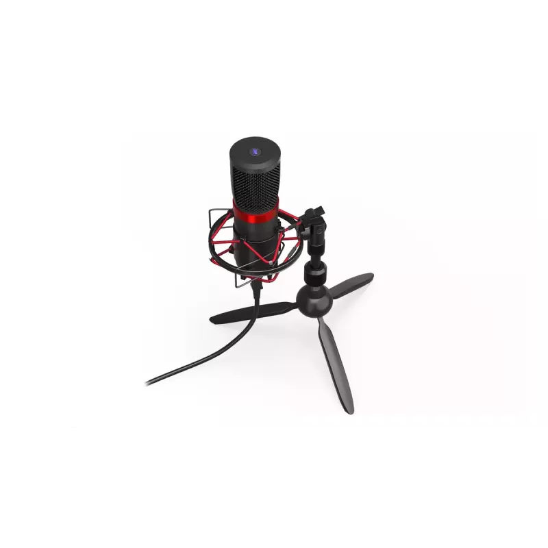 PC mikrofonas ENDORFY Solum Streaming T — USB laidinis, 24 bitų/48 kHz, 18–21000 Hz, stalinis laikiklis, ausinių išvestis, juodas