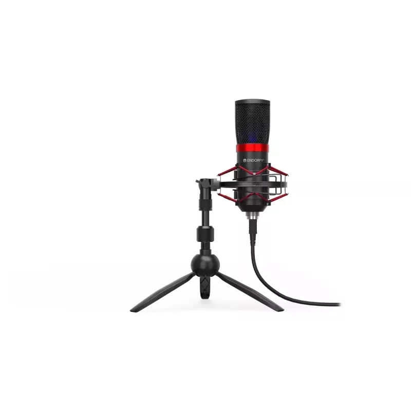 PC mikrofonas ENDORFY Solum Streaming T — USB laidinis, 24 bitų/48 kHz, 18–21000 Hz, stalinis laikiklis, ausinių išvestis, juodas