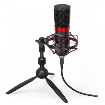 PC mikrofonas ENDORFY Solum Streaming T — USB laidinis, 24 bitų/48 kHz, 18–21000 Hz, stalinis laikiklis, ausinių išvestis, juodas