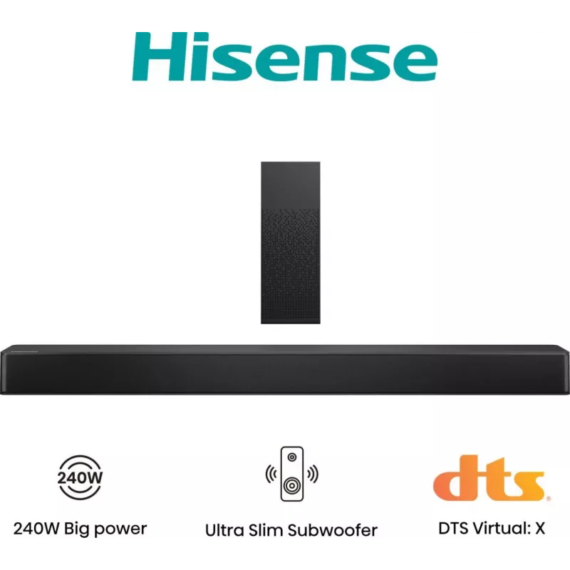 Hisense HS2100 garso juosta, 2.1 kanalai, 240 W, DTS Virtual:X, Dolby Digital Plus