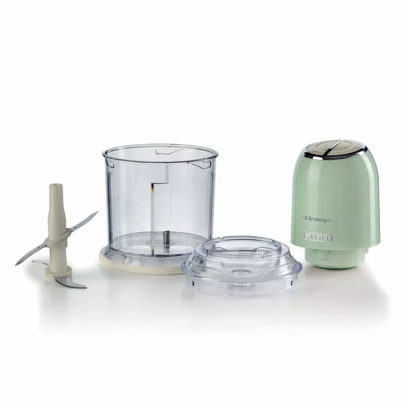 Ariete 438, Vintage smulkintuvas, smulkintuvas ir ledo trupintuvas, 2 greičiai, 4 nerūdijančio plieno peiliai, 600 ml graduotas puodelis, 400 W, žalia