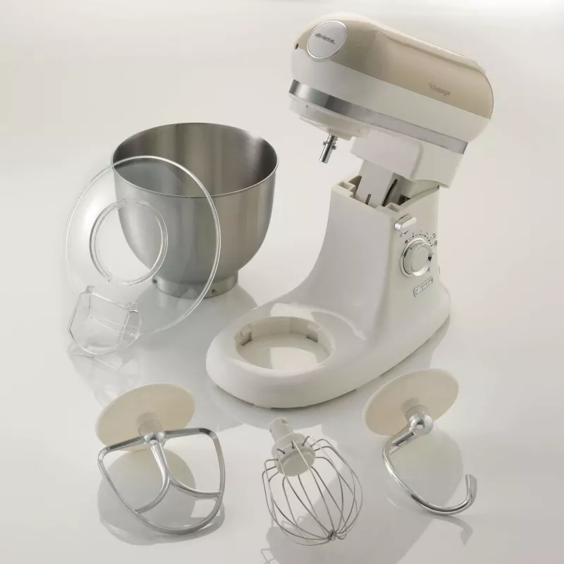 Ariete 1588 Vintage Mixer, planetarinis maišytuvas duonai, picai, pyragams ir kepiniams, 5,5 l talpa, 7 greičiai, 2400 W, pastelinė smėlio spalva