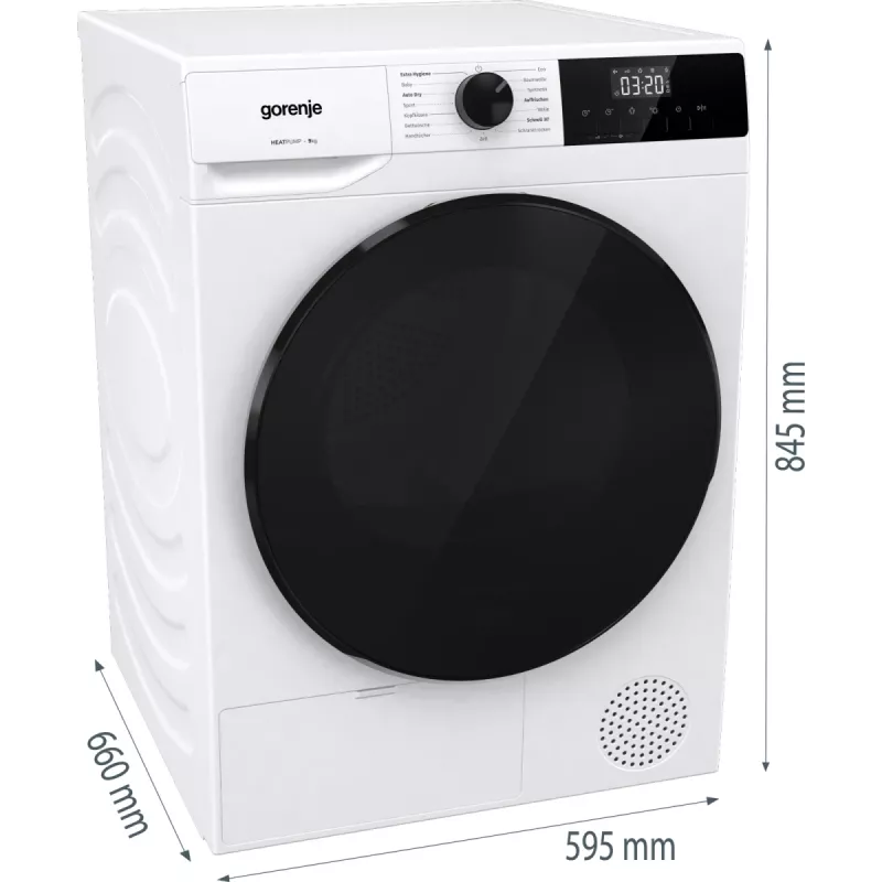 Gorenje DHNA92/DE skalbyklė-džiovyklė Laisvai pastatoma Priekinio pakrovimo 9 kg Balta