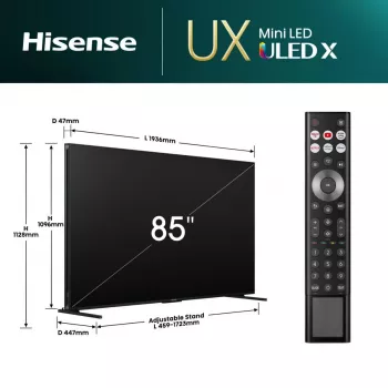 Hisense 85UXNQ 2,16 m (85 coliai) 4K Ultra HD išmanusis televizorius Wi-Fi juoda, pilka 700 cd/m²