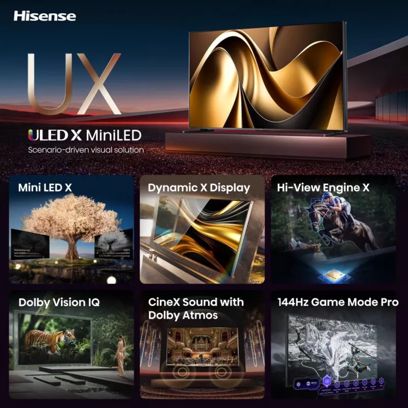Hisense 85UXNQ 2,16 m (85 coliai) 4K Ultra HD išmanusis televizorius Wi-Fi juoda, pilka 700 cd/m²