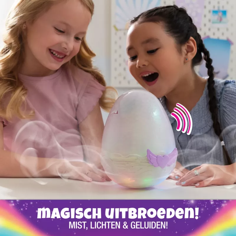 Hatchimals Alive Mystery Hatch Pufficorn Spinmaster AA Battery Pink White