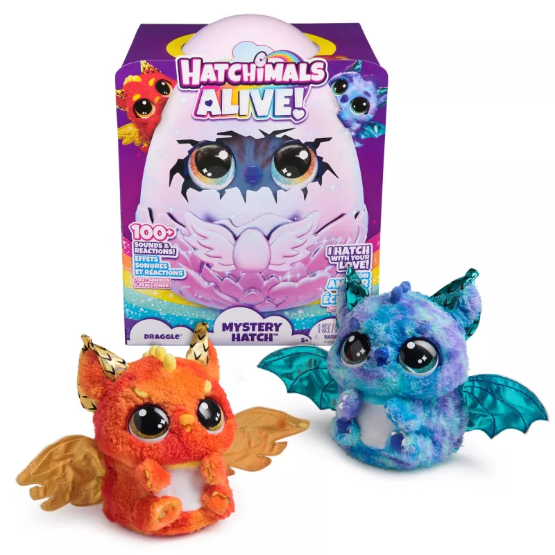 Hatchimals Alive Mystery Hatch Draggle Spinmaster Pink White AA