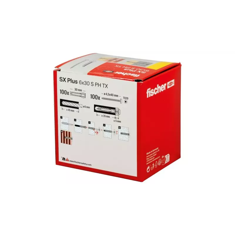 Varžtų ir kaiščių rinkinys Fischer 567935 100 vnt. Nailonas 6 mm gręžimo skylė