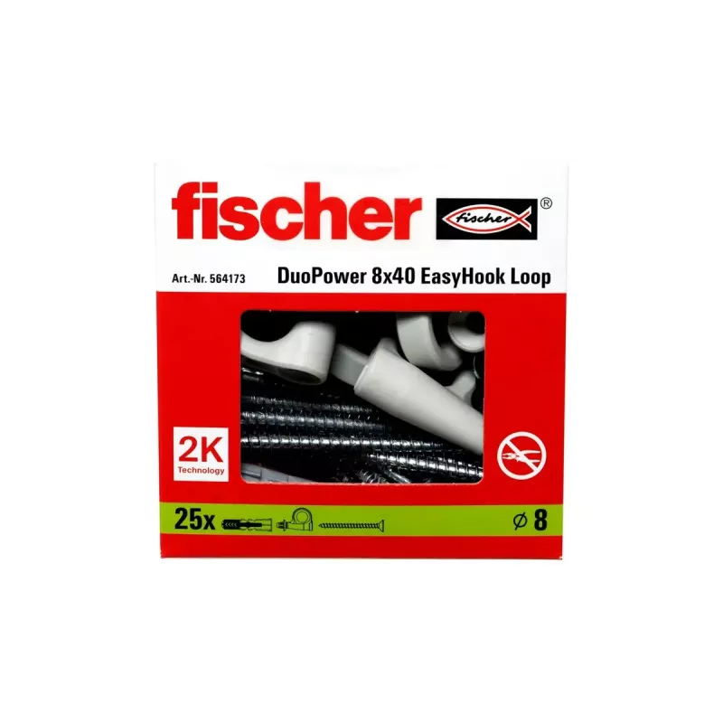 Sraigtinių kablų ir sieninių kaiščių rinkinys Fischer 564173 25 vnt. plastikas 8 mm