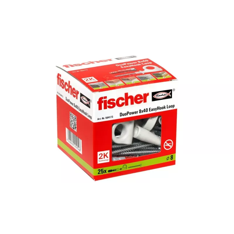 Sraigtinių kablų ir sieninių kaiščių rinkinys Fischer 564173 25 vnt. plastikas 8 mm