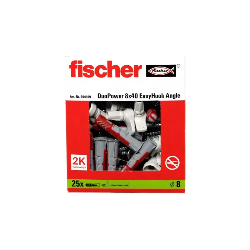 Sraigtinio kablio ir sieninių kaiščių rinkinys Fischer 564169 25 vnt. Plastikinis 8 mm