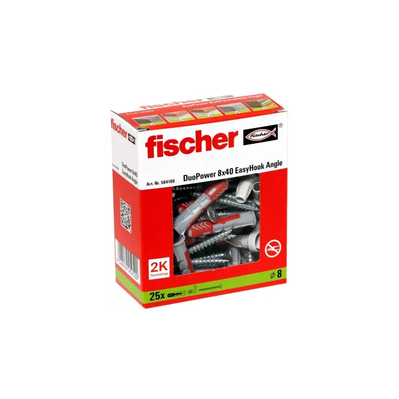 Sraigtinio kablio ir sieninių kaiščių rinkinys Fischer 564169 25 vnt. Plastikinis 8 mm